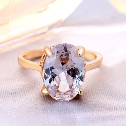 MANGOSKY Vintage Clear Oval Zircon Women Ring Gold Color Rings Fashion Women Ring Party Accessories New
