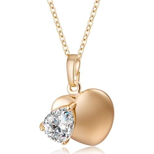 Fashion heart shape Necklace Pendants for womens Stainless Steel Rose Gold Color Chain Necklace Cubic Zirconia Pendants Jewelry