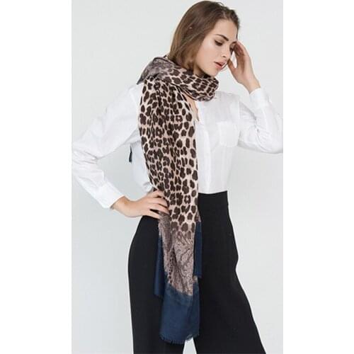 Fashion Leopard Silk Scarves Women Color Patchwork With Tassels Winter Autumn Long Scarf High Quality Female Shawl Scarf