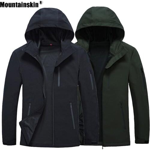 Mountainskin Spring Mens Hiking Softshell Jackets Outdoor Sports Camping Trekking Climbing Windproof Male Hooded Coats VA423