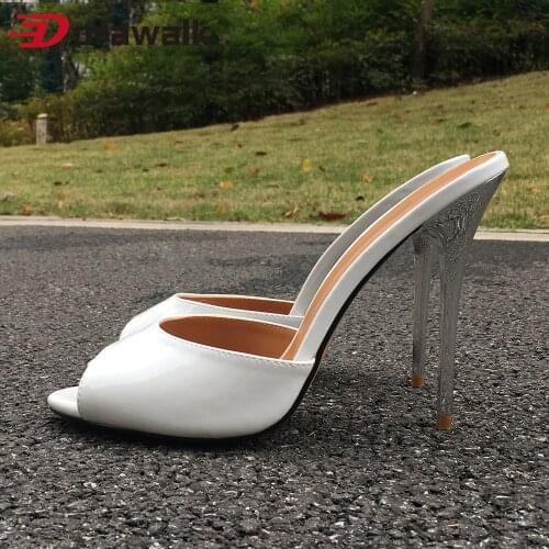 Mules Shoes Women Extreme Fetish High Heels 13cm Peep Toe SM Cross Dresser Gay Homosexual Sexy Thin Heel Unisex Shoes Drag Queen