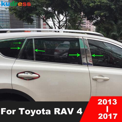 For Toyota RAV4 RAV 4 2013 2014 2015 2016 2017 Stainless Steel Window Center Pillar Decoration Cover Trim Car Moulding Sticker