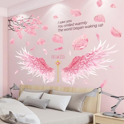 [shijuekongjian] Tree Leaves Wall Stickers DIY Feather Wings Wall Decals for Living Room Kids Bedroom Nursery House Decoration