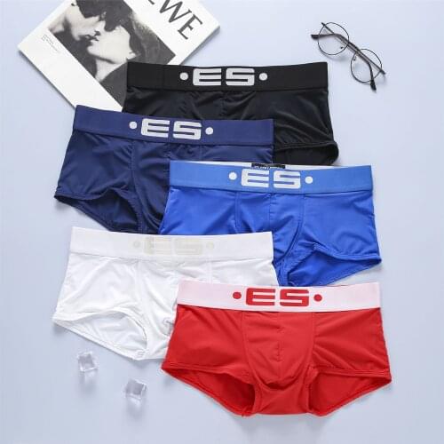The new ESunderwear jockstrap mens flat-angle panties sexy comfortable ice silk low-waisted youth underwear men breathable slim