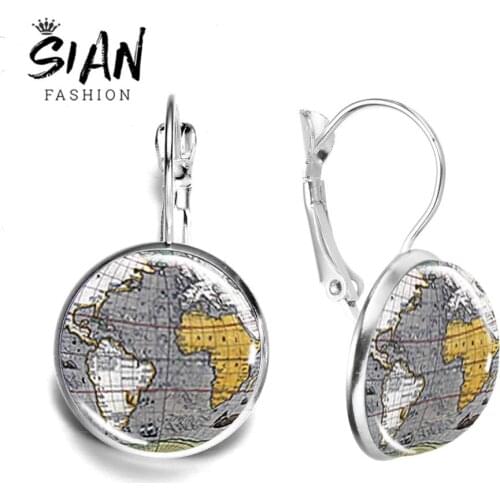 SIAN New Arrival Earth Planet Vintage Earring High Quality Handmade Glass Dome Dangle Earrings Creative Space Universe Idea Gift