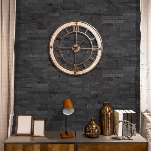 New Retro PVC Black Brick Stone Wallpaper for Living Room Kitchen Bathroom Waterproof American Style Wall Sticker Home Decor