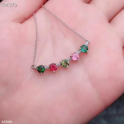 KJJEAXCMY Jewelry925 sterling silver natural tourmaline net body female pendant pendant mini support detection