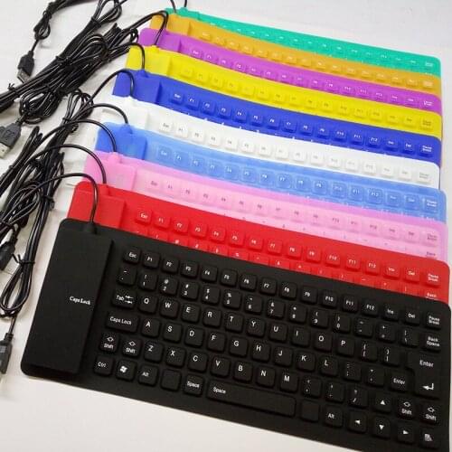 Foldable washable computer keyboard 85 key portable mini USB flexible waterproof soft silicone gaming keyboard computer laptop