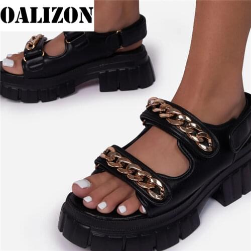 Womens Chain Open Toe Sandals Shoes Summer 2021 Lady Women Flat Platform Mid Heels Flange Bottom Casual Gladiator Sandals Shoes