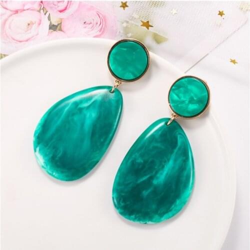 Japan and South Korea summer sweet fresh lovely new lake blue resin water droplet shape jokey earring accessories