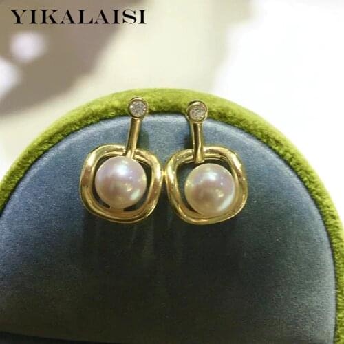 YIKALAISI 925 Sterling Silver Earrings Jewelry For Women 6-7mm Round Natural Freshwater Pearl Earrings 2021 Fine New Wholesales