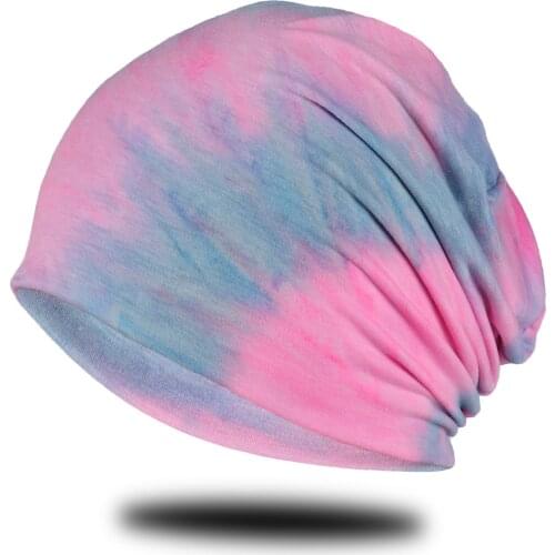 Unisex Spring/Summer/Winter Print Womens Beanie Hat Mens Thin Loose Skull Hat Loose Collar Scarf Hip Hop Hat