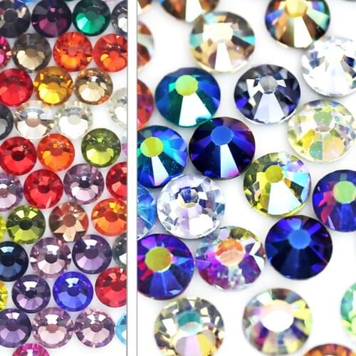 Mix Colors AB ss6-ss30 hot fix rhinestones flat back crystals strass glitters glass stones for DIY wedding cloth dresses garment