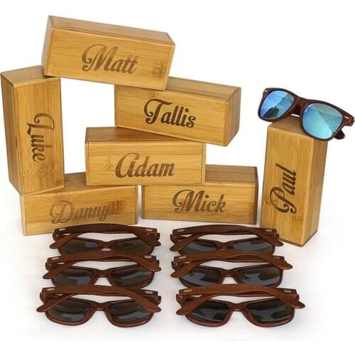Personalized Groomsmen Walnut Wood Wooden Sunglasses, Engraved Unisex Sunglasses, Wooden Box, Christmas birthday Mens Gift