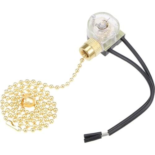 Uxcell Pull Chain Switch SPST for Ceiling Fan Light Lamp with 5/10/42/62/110cm OFF-ON Pull Chain Golden/Slivery