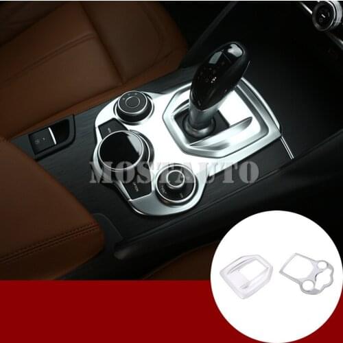 For Alfa Romeo Stelvio Giulia Inner Center Console Gear Box Trim Cover 2017-2019 2pcs Car Accessories Interior Car Decor