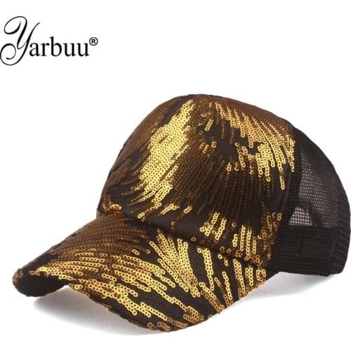 [YARBUU] New high quality Sequin baseball cap womens travel sunscreen cap summer breathable mesh cap adjustable peaked cap