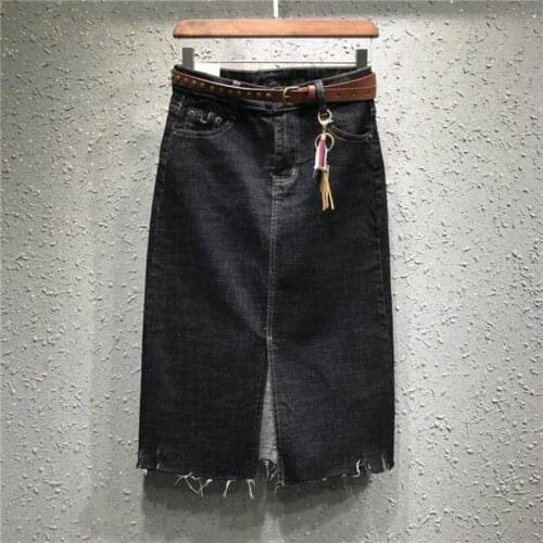 2020 High Waist Women Denim Skirts Korean Oversize Large Size 5XL Split Ripped Summer Office Lady Jeans Skirts Fashion Clothes