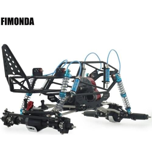 1/10 RC Rock Bouncers Roll Cage Truck Full Metal Tube Chassis Kit with CNC Aluminum Axle RCRUN Adjustable Oil Shocks 48P Gearbox