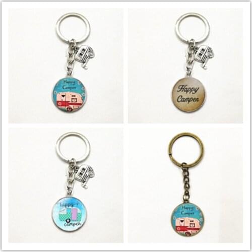 1Pcs Happy Camper - Handcrafted Pendant Keychain With Camper Charm