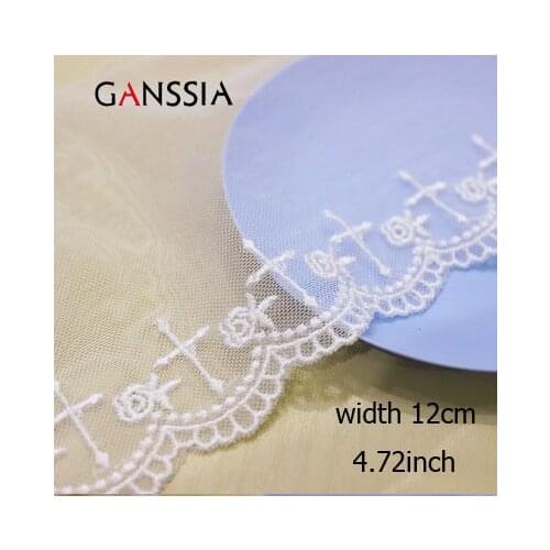 1yrd/lot Width:12cm Embroidery Cross lace Natural color Laces cotton Crochet Lace (SS-1022)