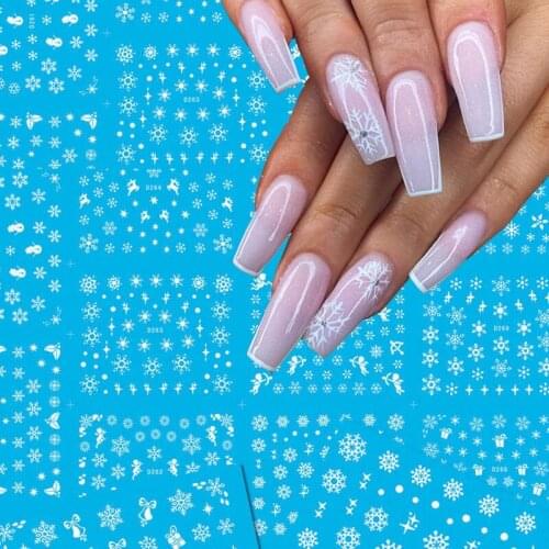 Merry Christmas 3D Nail Sticker Winter Snowflake Christmas Elk Bells Cartoon Trees Adhesive Sliders Accessories Nail Art Decals