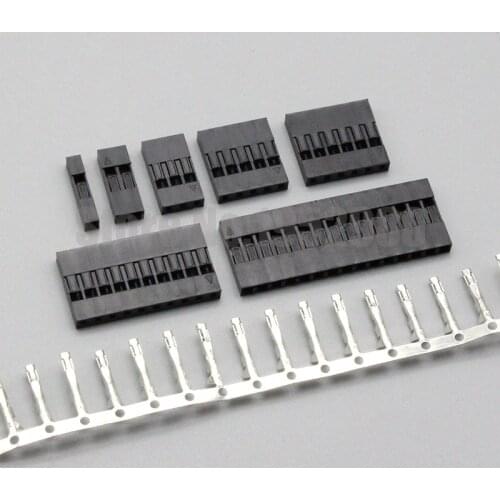 50 sets 2.54mm Dupont Connector Kits 1p 2p 3p 4p 5p 6p 7p 8p 9p 10p 11p 12p Single Row Jumper Wire Housing+Female Pin Terminals