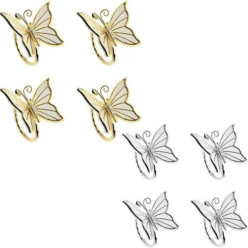 Promotion! Butterfly Napkin Rings Set of 4 for Family Gathering, Dinner, Wedding Decoration, Christmas, Table Decoration