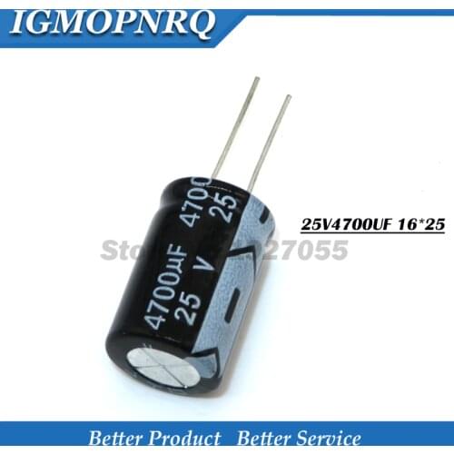 5PCS 25V4700UF 16*25mm 4700UF 25V 16x25 25v4700 16*25 Aluminum electrolytic capacitor good