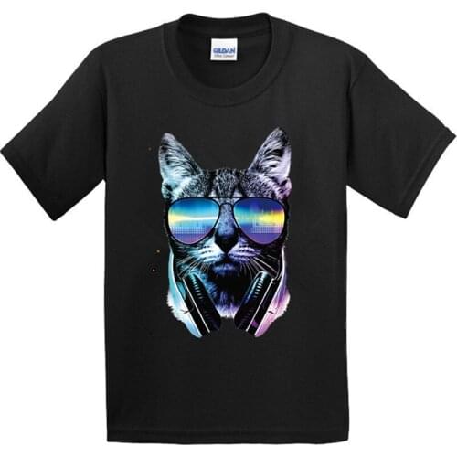 Kids DI CAT Printed Design 100% Cotton ANIMAL T Shirt Boys/Girls Short COOL Hip Hop Tops Children Cute T-Shirt,GKT036