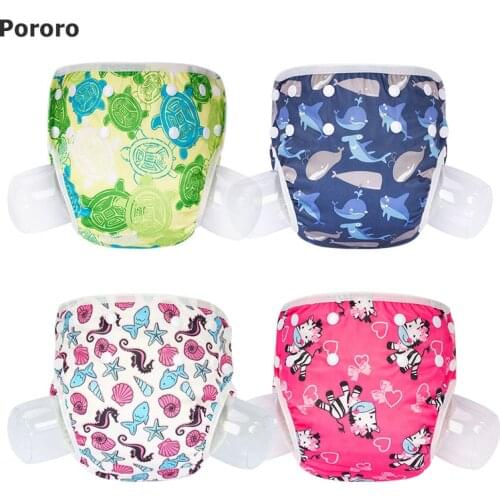 Pororo Baby Swim Diaper Waterproof Adjustable Cloth Diapers Pool Pant Swimming Diaper Cover Reusable Washable Baby Nappies