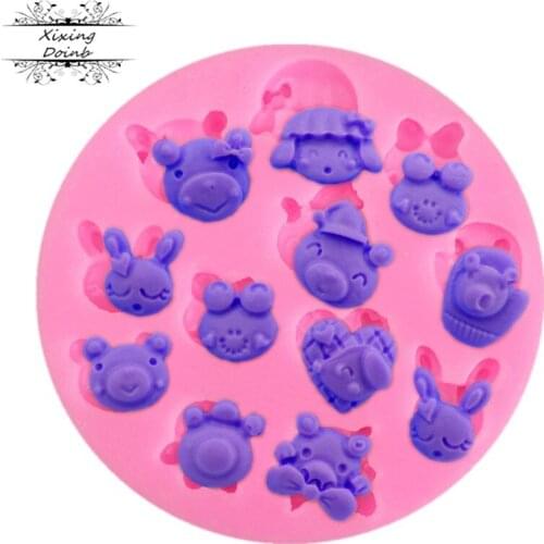 DIY cute cartoon Mini Bear shaped silicone mold chocolate cake baking silicone mold candy plaster tool