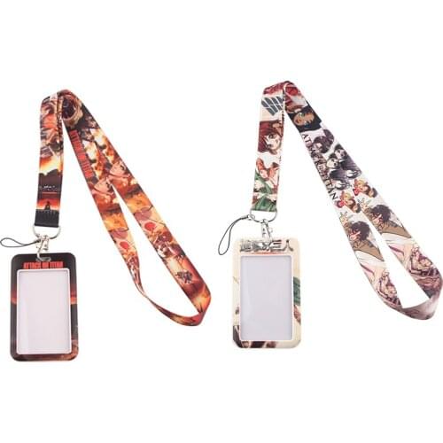 FD0201 Card Sets Attack Giant Anime Fashion Keychain Belt Phone Lanyard Key ID Card USB Badge Holder DIY Lasso Lanyarde