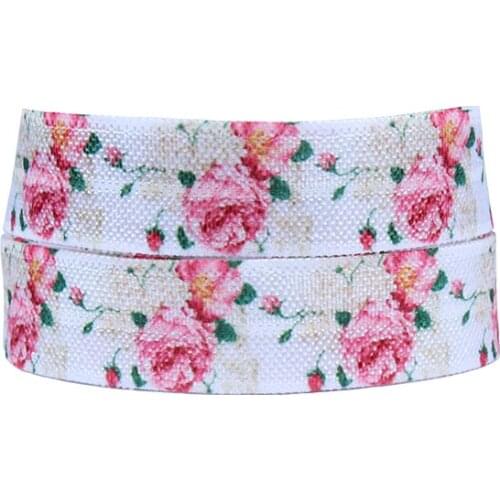 FLRA ElasticNew watercolor purple floral fold over elastic ribbons for hairbands