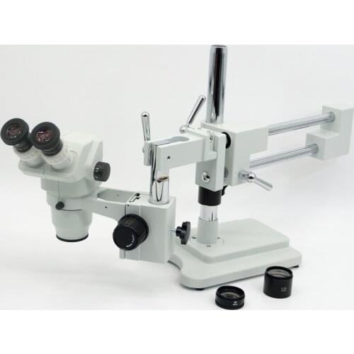 FYSCOPE 3.35X-90X ! DOUBLE BOOM STAND BINOCULAR HEAD STEREO ZOOM MICROSCOPE +144pcs LED
