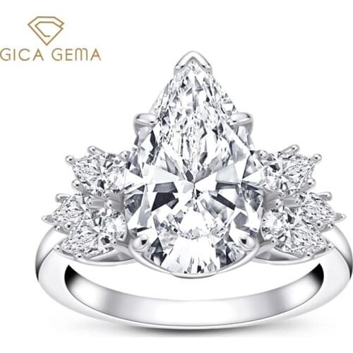 GICA GEMA Luxury SONA Diamond Rings For Women Girl Real 925 Sterling Silver Wedding Engagement Promise Female Gifts Fine Jewelry