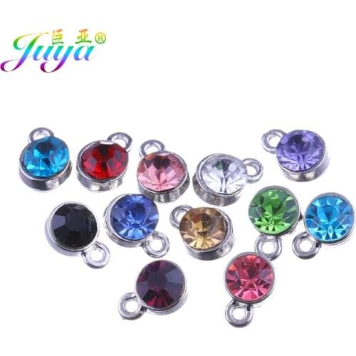 Wholesale 30pcs/lot Colorful Crystal Birthstone Cz Rhinestones Charms Accessories For Women Men Handmade Birthday Jewelry Making