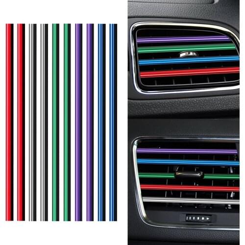 LEEPEE Chrome Styling Moulding U Shape 10 Pieces DIY Car Air Vent Trim Strip Air Conditioner Outlet Grille Decoration