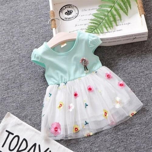 BibiCola baby grils summer dress cotton flower clothes princess dresses infant girls casual lace clothes fashion wedding costume