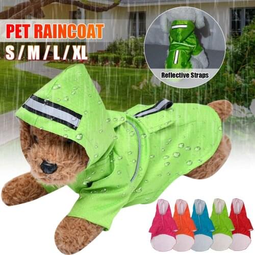 Summer Outdoor Puppy Pet Rain Coat S-XL Hoody Waterproof Jackets PU Raincoat for Dogs Cats Apparel Clothes Wholesale