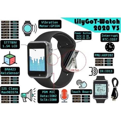 LILYGO T-Watch-2020 ESP32 Chip 1.54in Touch Programmable Board Extension Board Interaction Wearable