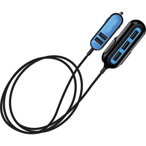 Multifunctional 5 Ports Car Charger for iPhone Samsung Tablet Rear Seat Fast Car Charger 4.8A USB Car Adapter Universal