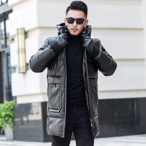 2020 Winter Coat Men White Duck Down Jacket Korean Puffer Jacket Men Hooded Warm Parka Moda Masculina 19616 YY1457