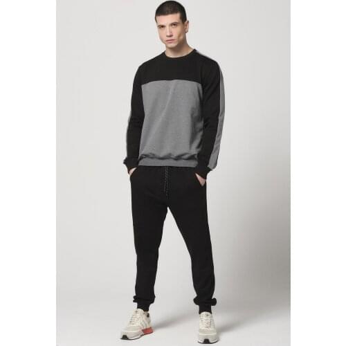 Male Detailed Basic Tracksuit Set Black