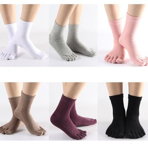 5Pairs Female Short Casual Cotton Socks Set Women Soft Solid Color Five-fingers Crew Toe Socks calcetines mujer kobieta skarpety