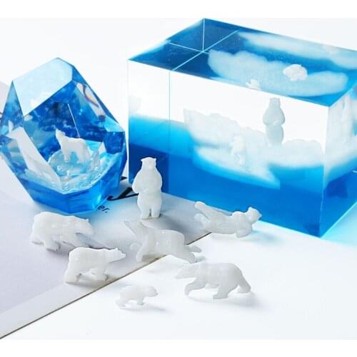 2021 New 7 Shape DIY Silicone Mini Polar Bear Modeling Resin Mold Resin Jewelry Fillings 2020 trend