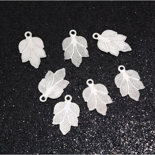 New style 20Pcs/lot stainless steel Leaf Charm Pendants for DIY Jewelry Craft Making