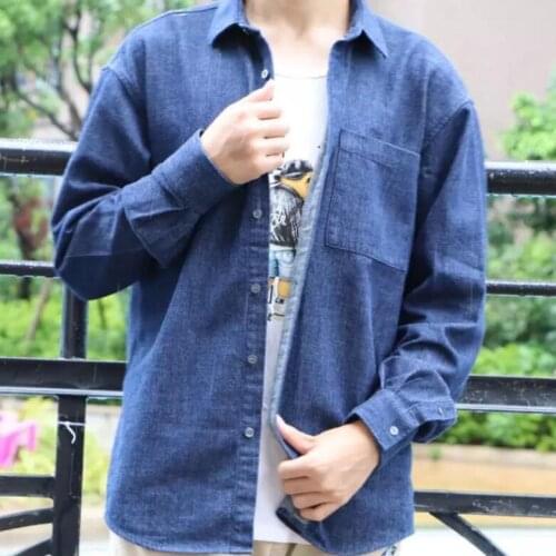 Mens shirts mens autumn new 2020 cotton denim mens shirts cotton loose casual shirts for men