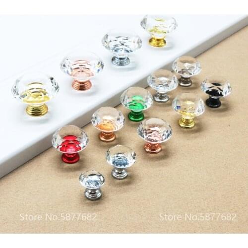 20/30/40mm Diamond Shape Crystal Glass Knobs and Handles Dresser Drawer Knobs Kitchen Cabinet Handles Furniture Handle Hardware