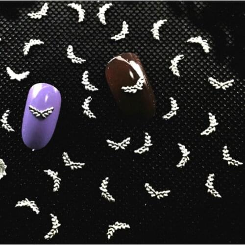 50Pcs Silver Nail Art Decorations Wing Butterfly Nailart Studs Accessoires Metal Nailart Supply Summer Manicure Dekors New